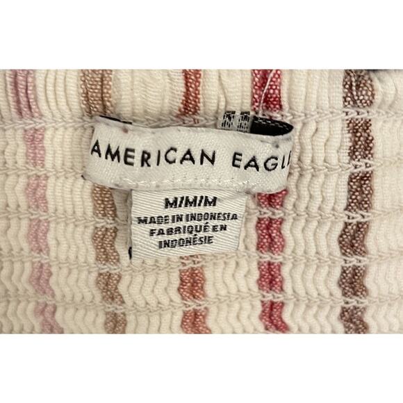 American Eagle Womens Halter Stripe Tiered Multicolor Dress Linen Blend Size Med - Picture 3 of 5
